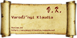 Varsányi Klaudia névjegykártya